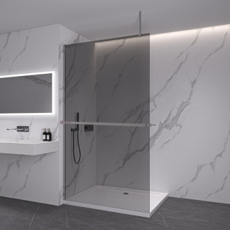 CERANO Sprchová zástena Walk-in Onyx Top Ľ/P + držiak chróm, grafitové sklo 140x200