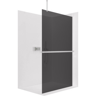 CERANO Sprchová zástena Walk-in Onyx Top Ľ/P + držiak chróm, grafitové sklo 140x200