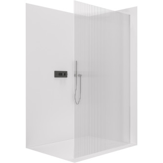 CERANO Sprchová zástěna Walk-in Crystal L/P černá mat, rýhované sklo 130x200