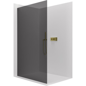 CERANO Sprchová zástěna Walk-in Crystal L/P zlatá kartáčovaná, grafitové sklo 90x200