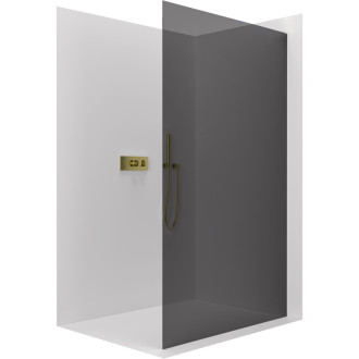 CERANO Sprchová zástěna Walk-in Crystal L/P zlatá kartáčovaná, grafitové sklo 90x200