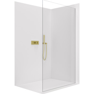 CERANO Sprchová zástěna Walk-in Crystal L/P zlatá kartáčovaná, transparent sklo 100x200