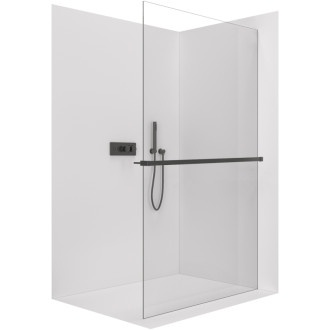 CERANO Sprchová zástěna Walk-in Crystal L/P držák černá mat, transparent sklo 90x200