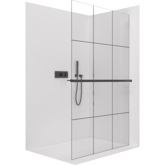 CERANO Sprchová zástěna Walk-in Crystal L/P +držák 8mm černá mat/industriální sklo 90x200