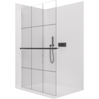 CERANO Sprchová zástěna Walk-in Crystal L/P +držák 8mm černá mat/industriální sklo 90x200