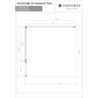Omnires MANHATTAN ADR10X-BLTR Sprchová bočná stena 100, matná čierna