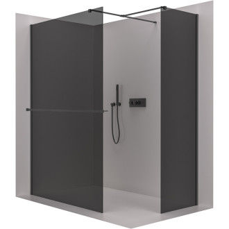 CERANO Sprchová zástěna Walk-in Onyx T L/P +držák černá mat, grafitové sklo 160x60