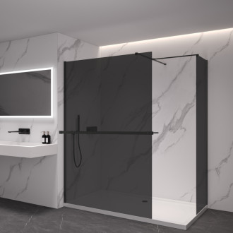 CERANO Sprchová zástěna Walk-in Onyx T L/P +držák černá mat, grafitové sklo 160x60