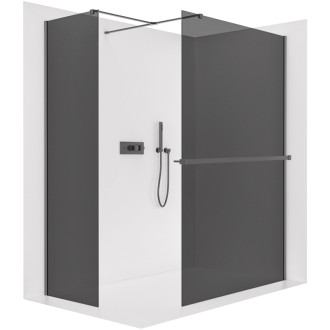 CERANO Sprchová zástěna Walk-in Onyx T L/P +držák černá mat, grafitové sklo 160x60