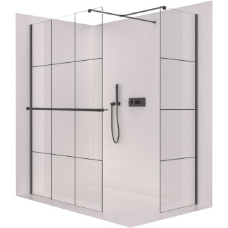 CERANO Sprchová zástěna Walk-in Onyx T L/P +držák černá mat, industriální sklo 120x90