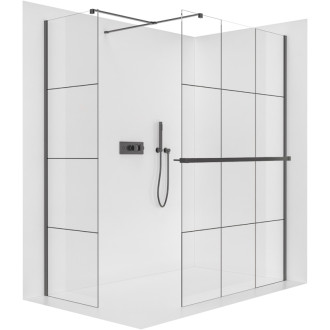 CERANO Sprchová zástěna Walk-in Onyx T L/P +držák černá mat, industriální sklo 120x90