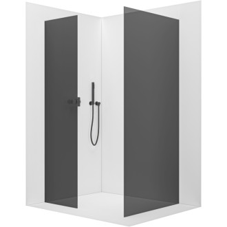 CERANO Sprchová zástěna Walk-in Onyx T L/P  černá mat, grafitové sklo 130x80