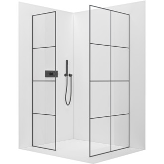 CERANO Sprchová zástěna Walk-in Onyx T L/P  černá mat, industriální sklo 150x100