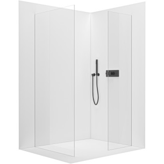 CERANO Sprchová zástěna Walk-in Onyx T L/P  černá mat, transparent sklo 90x80