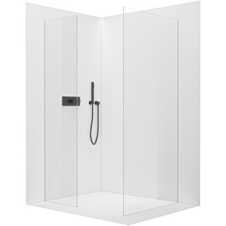 CERANO Sprchová zástěna Walk-in Onyx T L/P  černá mat, transparent sklo 90x80