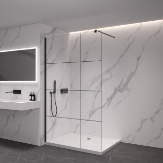CERANO Sprchová zástěna Walk-in Onyx T L/P  +držák černá mat, grafitové sklo 80x50