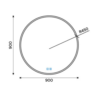 Nimco Černé kulaté LED zrcadlo pr. 900 mm se dvěma dotykovými senzory ZPC 28003RVX-90