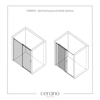 CERANO Sprchové posuvné dveře Santoro L/P 8mm chrom, transparent sklo 150x195