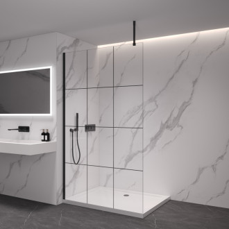 CERANO Sprchová zástěna Walk-in Onyx Top Cube L/P  černá mat, industriální sklo 110x200