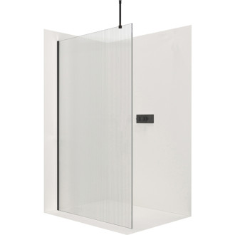 CERANO Sprchová zástěna Walk-in Onyx Top Cube L/P  černá mat, rýhované sklo 150x200