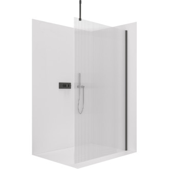CERANO Sprchová zástěna Walk-in Onyx Top Cube L/P  černá mat, rýhované sklo 150x200