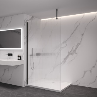 CERANO Sprchová zástěna Walk-in Onyx Top Cube L/P  černá mat, rýhované sklo 150x200