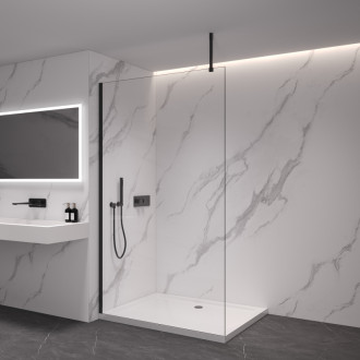 CERANO Sprchová zástěna Walk-in Onyx Top Cube L/P  černá mat, transparent sklo 100x200