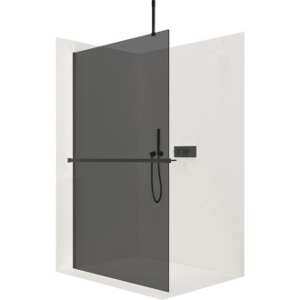 CERANO Sprchová zástěna Walk-in Onyx Top Cube L/P +držák černá mat, grafitové sklo 80x200