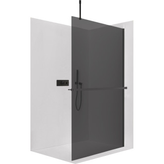 CERANO Sprchová zástěna Walk-in Onyx Top Cube L/P +držák černá mat, grafitové sklo 80x200