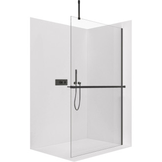 CERANO Sprchová zástěna Walk-in Onyx Top Cube L/P +držák černá mat, transp sklo 130x200