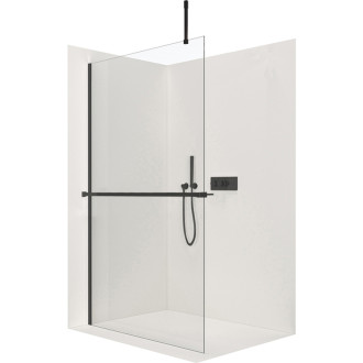 CERANO Sprchová zástěna Walk-in Onyx Top Cube L/P +držák černá mat, transp sklo 140x200