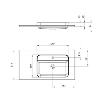 BRAHEA umyvadlo 96,6x51,5cm, rockstone, pravé, bílá mat BT097R