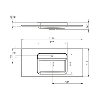 BRAHEA umyvadlo 111,6x51,5cm, rockstone, bílá mat BT112