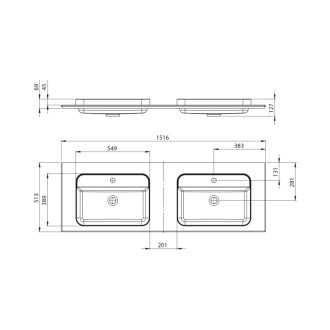 BRAHEA dvojumývadlo 151,6x51,5cm, rockstone, biela mat BT152