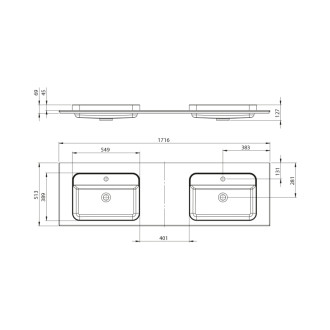 BRAHEA dvojumývadlo 171,6x51,5cm, rockstone, biela mat BT172