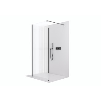 CERANO Sprchová zástěna Walk-in Onyx Corner L/P černá mat, rýhované sklo 50x200