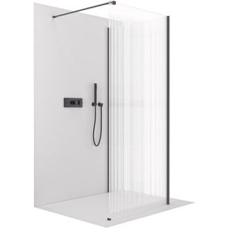 CERANO Sprchová zástěna Walk-in Onyx Corner L/P černá mat, rýhované sklo 50x200