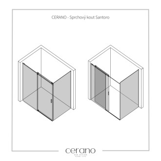 CERANO Sprchový kout Santoro L/P 8mm černá mat, grafitové sklo 100x90 posuvný