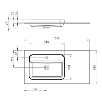 BRAHEA umyvadlo 101x51,5cm (70+30cm), levé, bílá mat BL101-70L