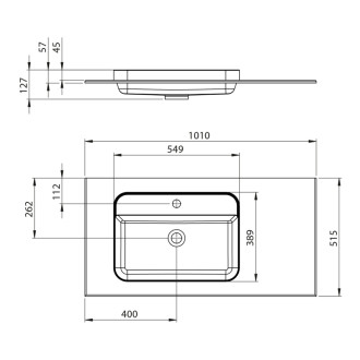 BRAHEA umyvadlo 101x51,5cm, (80+20cm) levé, bílá mat BL101-80L
