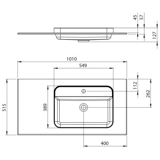 BRAHEA umyvadlo 101x51,5cm (20+80cm), pravé, bílá mat BL101-80R
