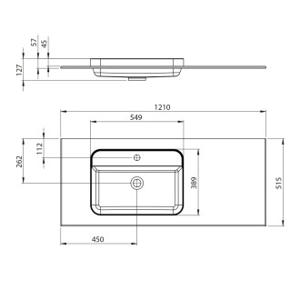 BRAHEA umyvadlo 121x51,5cm (90+30cm), levé, bílá mat BL121L