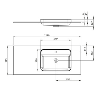BRAHEA umyvadlo 121x51,5cm (30+90cm), pravé, bílá mat BL121R