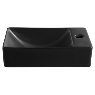 MARGITHA keramické umývátko 38x22cm, otvor pro baterii vpravo, černá mat