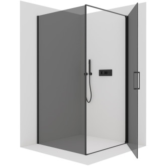 CERANO Sprchový kout Porte L/P černá mat, grafitové sklo 80x80 křídlový