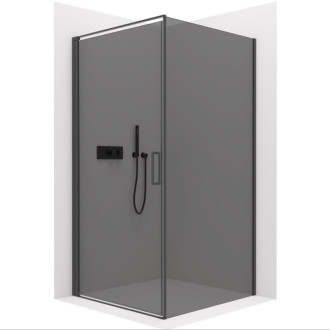CERANO Sprchový kout Porte L/P černá mat, grafitové sklo 80x80 křídlový
