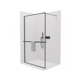 CERANO Sprchová zástěna Walk-in Moreli L/P +držák černá mat, transparent sklo 150x200