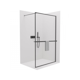 CERANO Sprchová zástěna Walk-in Moreli L/P +držák černá mat, transparent sklo 150x200