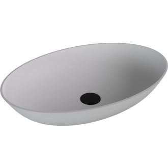 BANERA OVAL umyvadlo na desku, litý mramor, 60x40cm, bílá mat