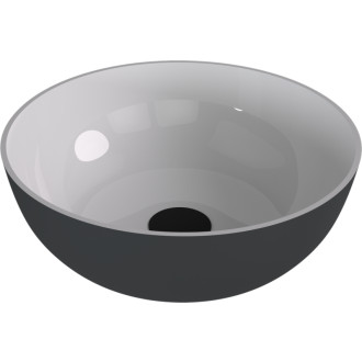 BANERA ROUND umyvadlo na desku, litý mramor, průměr 39cm, bílá/antracit mat